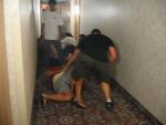 wrestling in the hallway...