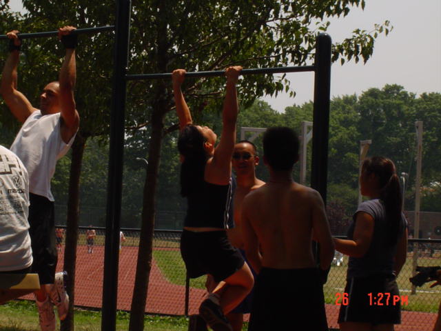 Ron and jeanie on pullup bars