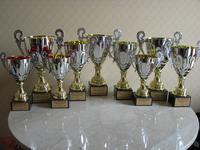 All our hard-earned hardware. All teams earned at least 2 trophies each.